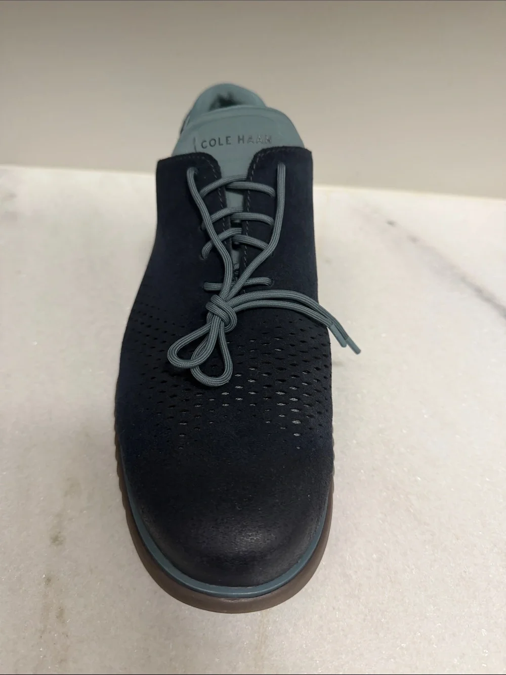 Cole Haan Navy and Light Blue Suede Lace-Up Oxfords
